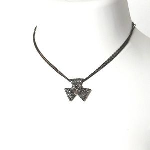 Black Crystal Bow Beaded Choker Necklace